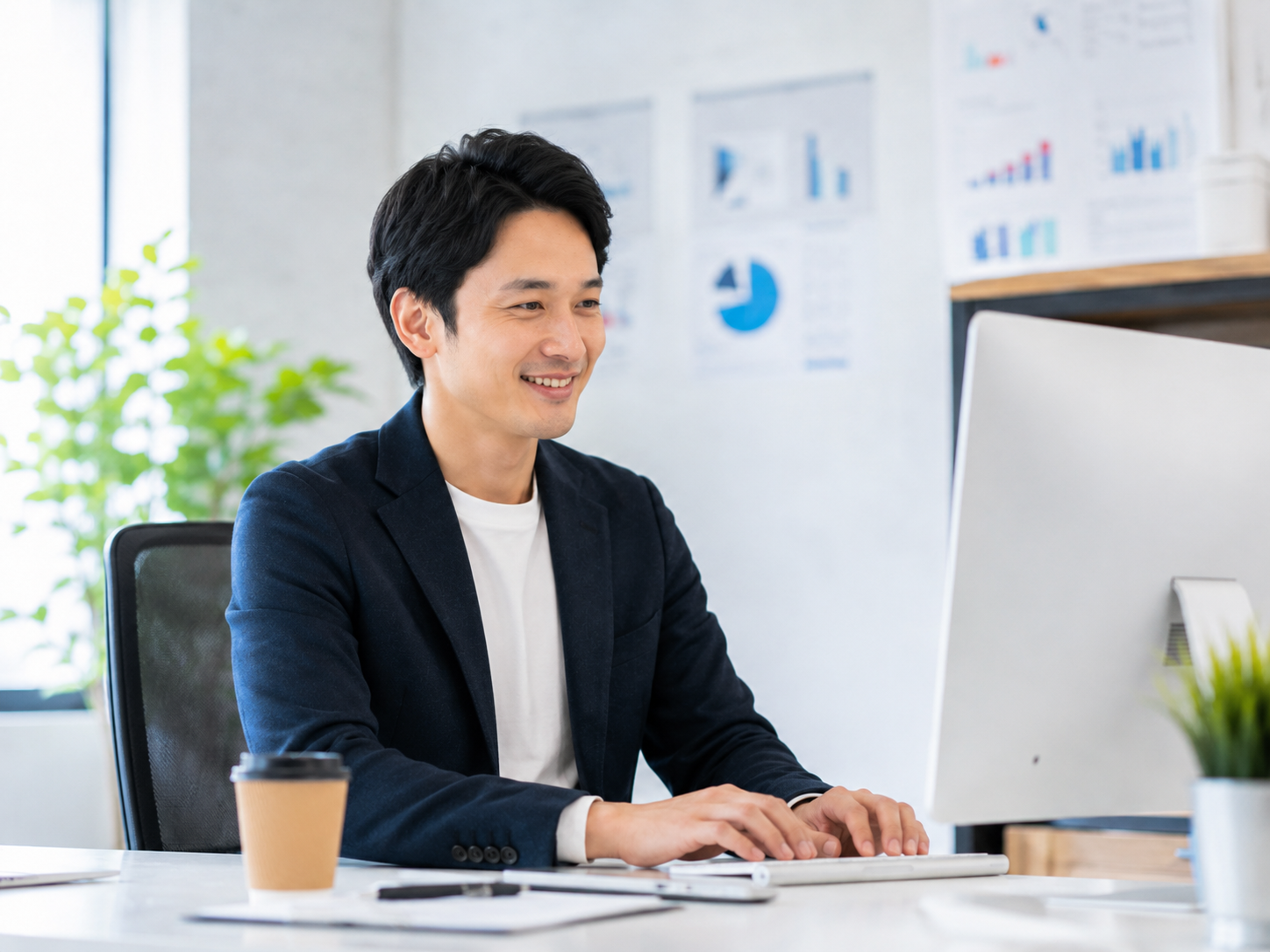 PCに向かって作業する担当者